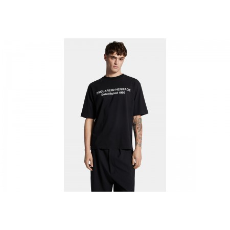 Dsquared2 Loose Fit Heritage Ανδρικό Κοντομάνικο T-Shirt Μαύρο