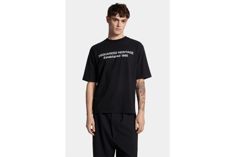Dsquared2 Loose Fit Heritage Ανδρικό Κοντομάνικο T-Shirt Μαύρο