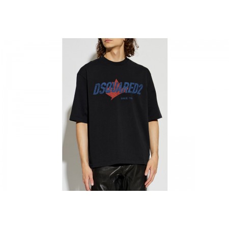 Dsquared2 Logo Ανδρικό Κοντομάνικο T-Shirt Μαύρο