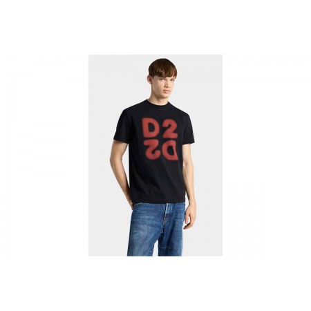 Dsquared2 D2 Upside Down Cool Fit Ανδρικό Κοντομάνικο T-Shirt Μαύρο, Κόκκινο