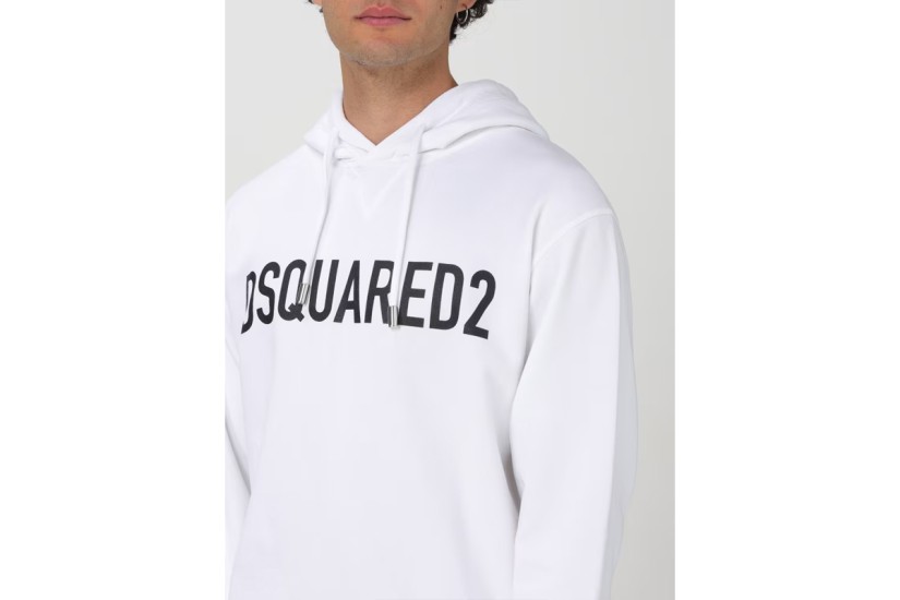 Dsquared2 Cool Fit Ανδρικό Φούτερ με Κουκούλα Λευκό