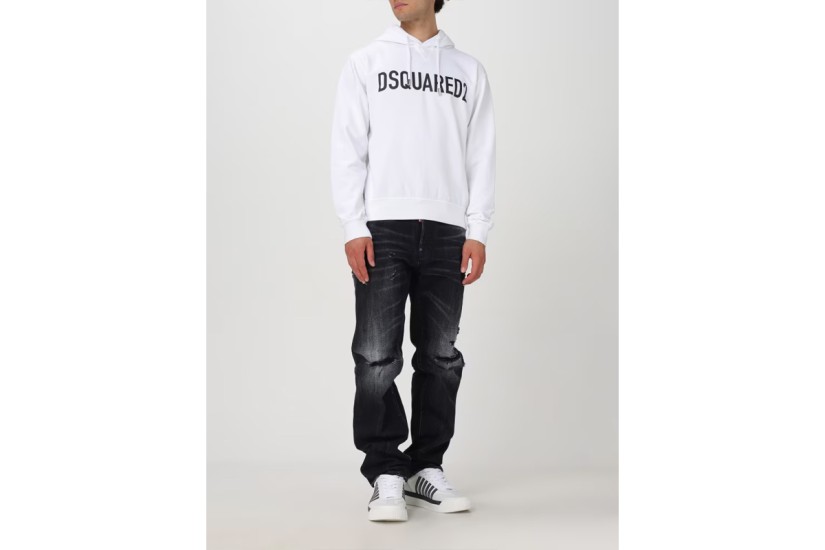 Dsquared2 Cool Fit Ανδρικό Φούτερ με Κουκούλα Λευκό