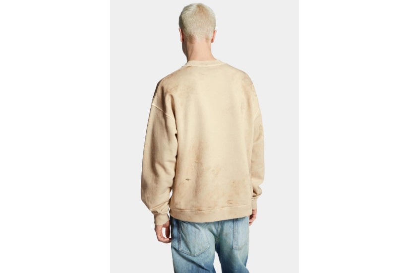 Dsquared2 Relax Fit Dirty Ανδρική Μακρυμάνικη Μπλούζα Εκρού