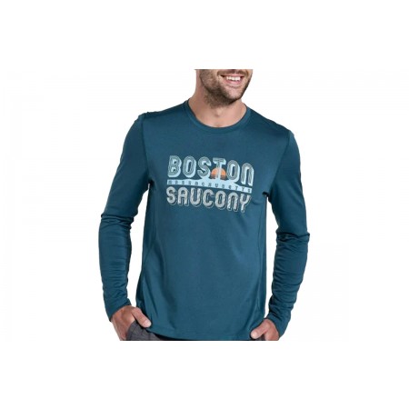 Saucony Stopwatch Graphic Long Sleeve Μπλούζα Με Λαιμόκοψη Ανδρική 
