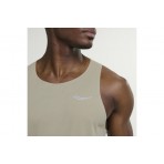 Saucony Stopwatch Singlet Ανδρική Αμάνικη Μπλούζα Λαδί