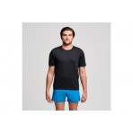Saucony Stopwatch Ανδρικό Κοντομάνικο T-Shirt Μαύρο