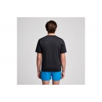 Saucony Stopwatch Ανδρικό Κοντομάνικο T-Shirt Μαύρο