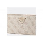 Guess Laurel 4G Logo Γυναικείο Πορτοφόλι Πουρό, Μπεζ, Χρυσό