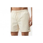 Tommy Jeans Flag Embroidery Mid Length Ανδρικό Μαγιό Σορτς Εκρού