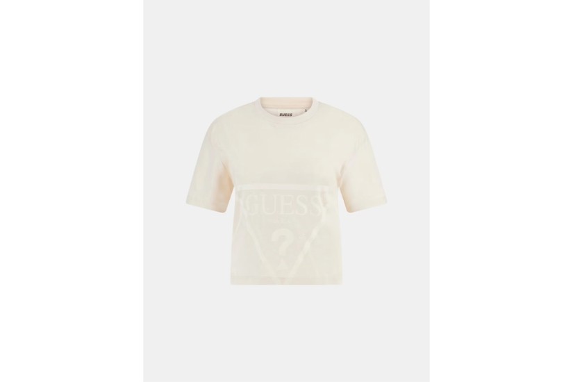 Guess Adele Γυναικείο Κοντομάνικο Crop Top Μπεζ, Καφέ