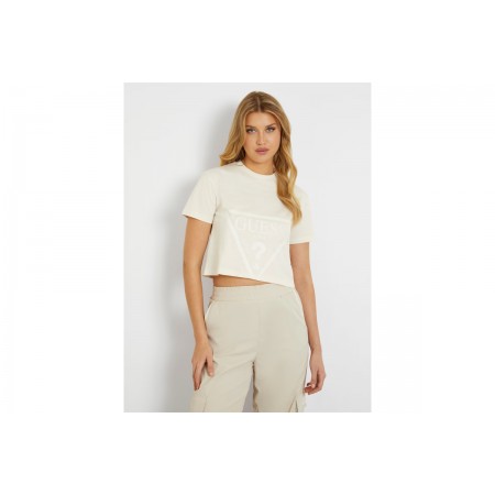Guess Front Logo Crop T-Shirt Γυναικείο 