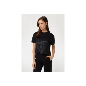 Guess Front Logo Crop T-Shirt Γυναικείο (V2YI06K8HM0 JBLK)