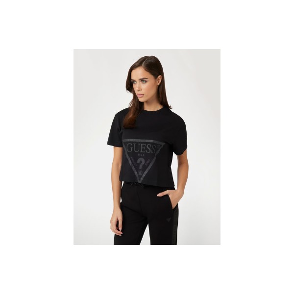 Guess Front Logo Crop T-Shirt Γυναικείο (V2YI06K8HM0 JBLK)