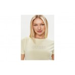 Guess Rhinestones Logo Γυναικείο Κοντομάνικο T-Shirt Φυστικί