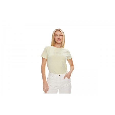 Guess Rhinestones Logo Γυναικείο Κοντομάνικο T-Shirt Φυστικί