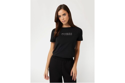 Guess Rhinestones Logo T-Shirt Γυναικείο (V3BI11J1314 JBLK)