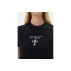 Guess Front Logo Γυναικείο Κοντομάνικο T-Shirt Μαύρο