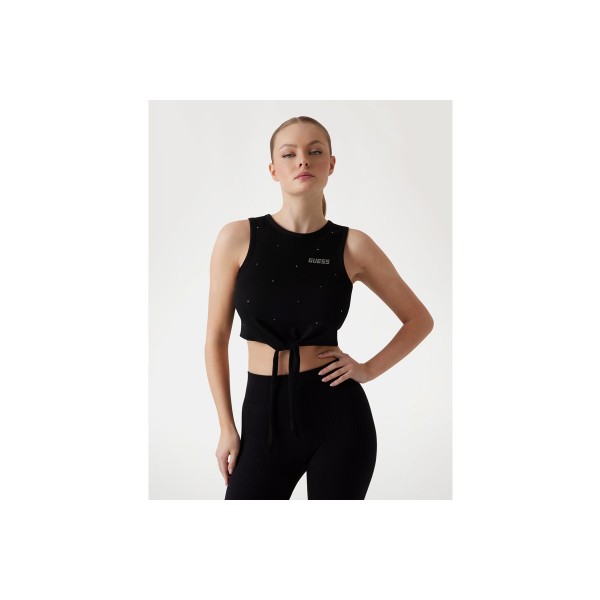 Guess Front Knot Crop Top Αμάνικο Γυναικείο (V5GI01I3Z14 JBLK)