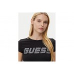 Guess Γυναικεία Κοντομάνικη Μπλούζα Μαύρη