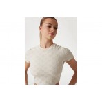 Guess Γυναικείο Κοντομάνικο Crop Top Μπεζ