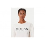 Guess Boxy Logo Γυναικείο Κοντομάνικο T-Shirt Εκρού
