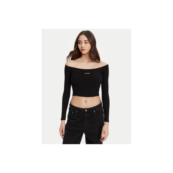 Guess Crop Top Μακρυμάνικο Γυναικείο (V5YP07K8RT2 JBLK)