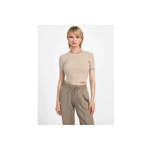 Guess Ribbed T-Shirt Crop Γυναικείο (V5YP08K8RT2 G1DR)