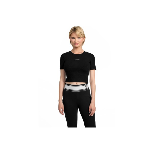 Guess Ribbed T-Shirt Crop Γυναικείο (V5YP08K8RT2 JBLK)