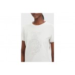 Guess Romy Γυναικείο Κοντομάνικο T-Shirt Εκρού, Ασημί