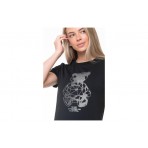 Guess Romy Γυναικείο Κοντομάνικο T-Shirt Μαύρο, Ασημί