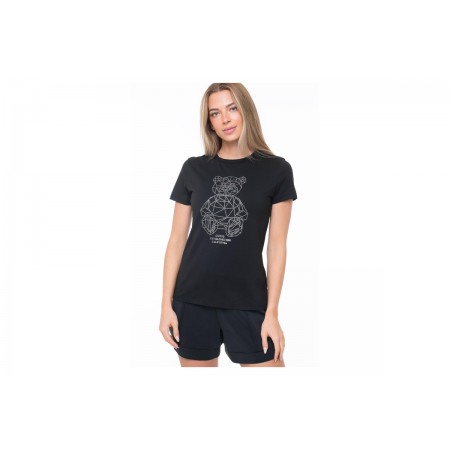 Guess Romy Γυναικείο Κοντομάνικο T-Shirt Μαύρο, Ασημί