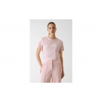 Guess Boxy Logo Γυναικείο Κοντομάνικο Cropped T-Shirt Ροζ