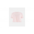 Guess Boxy Logo Γυναικείο Κοντομάνικο Cropped T-Shirt Ροζ