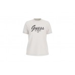 Guess Andrea Γυναικείο Κοντομάνικο T-Shirt Εκρού, Μαύρο