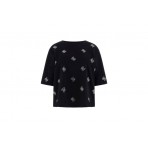 Guess Silvy 4G Rhinestones Γυναικείο Κοντομάνικο T-Shirt Μαύρο, Ασημί