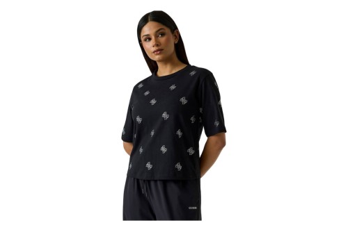 Guess Silvy 4G Rhinestones T-Shirt Γυναικείο (V6GI18K2985 JBLK)