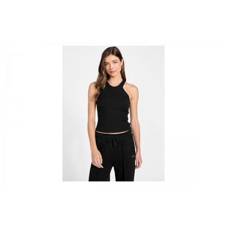 Guess Nat Rib Bra Γυναικείο Αμάνικο Top Μαύρο