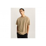Vans Left Chest Logo II Ανδρικό Κοντομάνικο T-Shirt Μπεζ