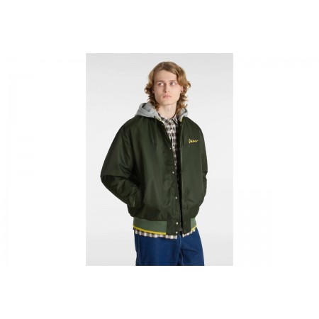 Vans Scripted Hooded Ανδρικό Μπουφάν Bomber Χακί, Γκρι, Κίτρινο