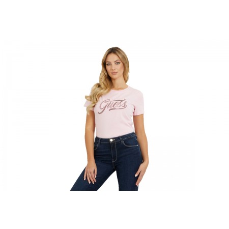 Guess Γυναικείο Κοντομάνικο T-Shirt Ροζ