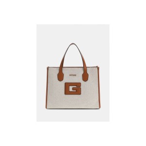 Guess G Status Logo-Script Detail Τσάντα Χειρός Fashion (WG919822 NATURAL-COGNAC)