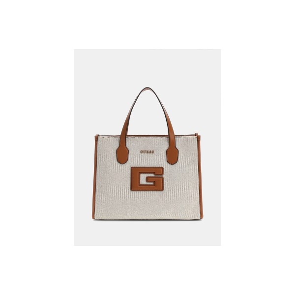 Guess G Status Logo-Script Detail Τσάντα Χειρός Fashion (WG919822 NATURAL-COGNAC)