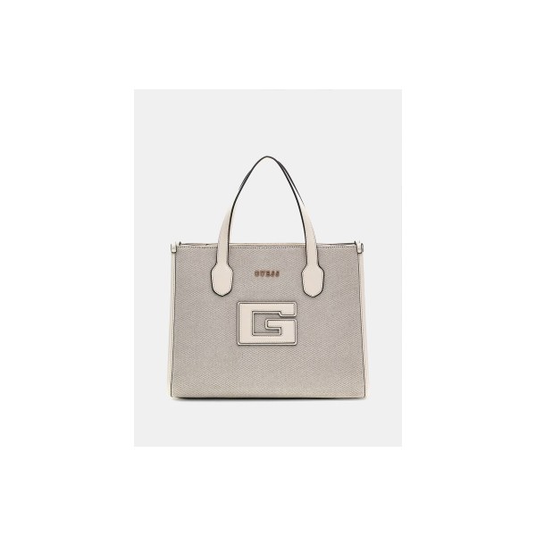 Guess G Status Logo-Script Detail Τσάντα Χειρός Fashion (WG919822 NATURAL-OFF WHITE)