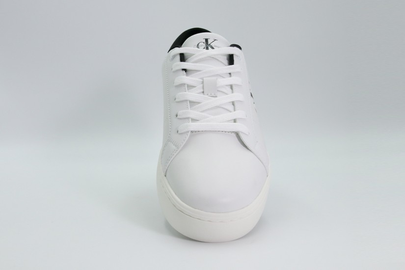 Calvin Klein Ανδρικά Δερμάτινα Sneakers Λευκά, Μαύρα