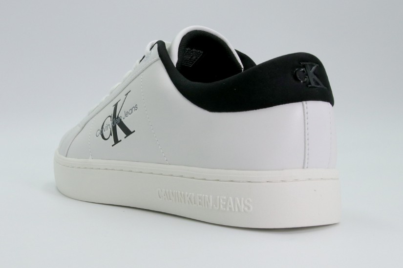 Calvin Klein Ανδρικά Δερμάτινα Sneakers Λευκά, Μαύρα