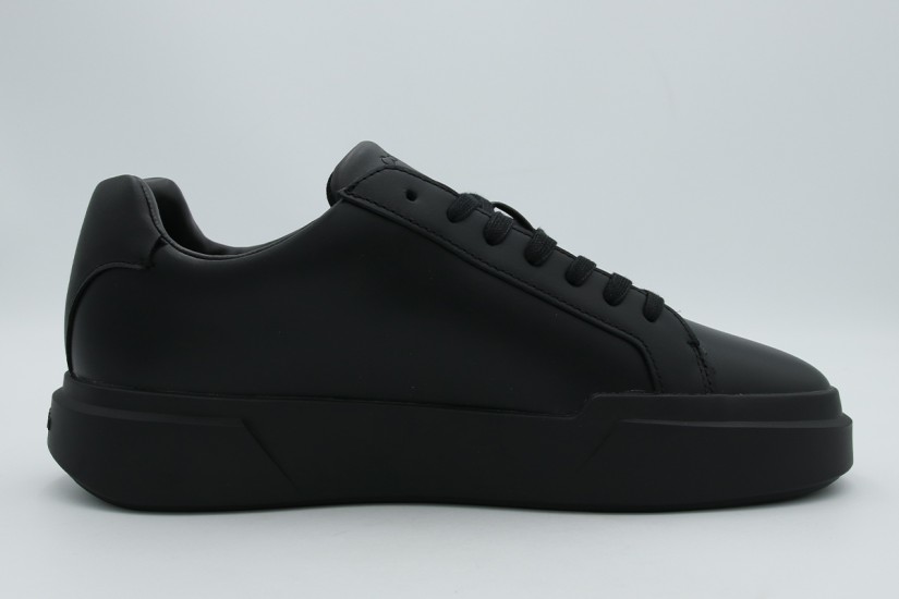 Calvin Klein Leather Signature Logo Ανδρικά Sneakers Μαύρα