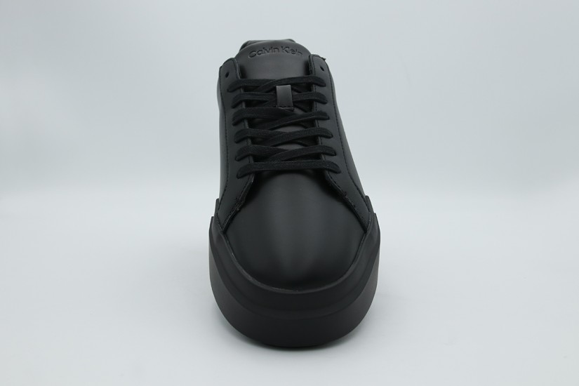 Calvin Klein Leather Signature Logo Ανδρικά Sneakers Μαύρα