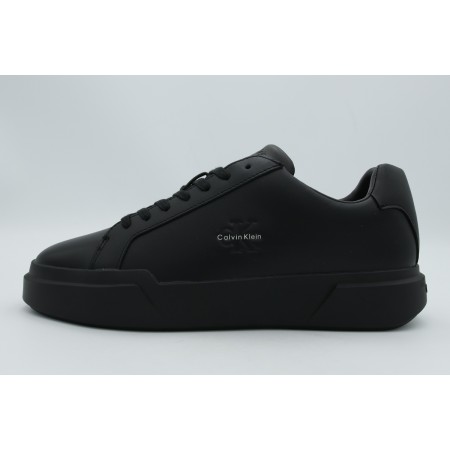 Calvin Klein Leather Signature Logo Ανδρικά Sneakers Μαύρα
