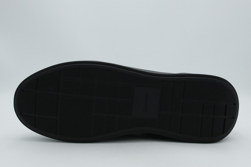 Calvin Klein Leather Signature Logo Ανδρικά Sneakers Μαύρα