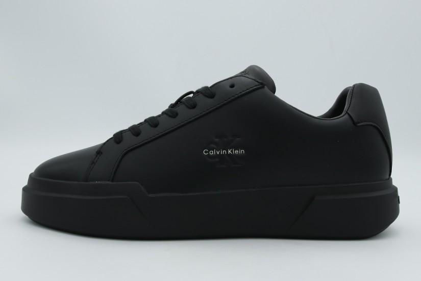 Calvin Klein Leather Signature Logo Ανδρικά Sneakers Μαύρα